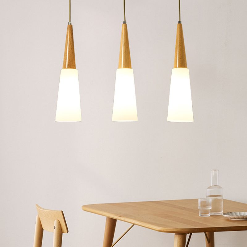 Weißes Glas und Holz anheizt leichte moderne einfache Decke Anhänger Licht für Esszimmer