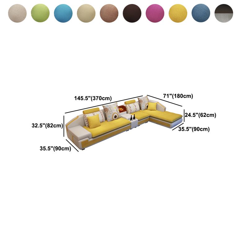 Slipcovered 4-seat Sofa & Chaise 32.28" H Adjustable Sectional