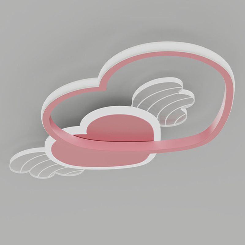 2-Light Pink Modern Flush Mount Lighting Acrylic Ceiling Light for Bedroom
