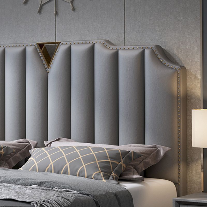 Glam Solid Wood Mattress Included with Headboard Scooped Panel Bed Frame