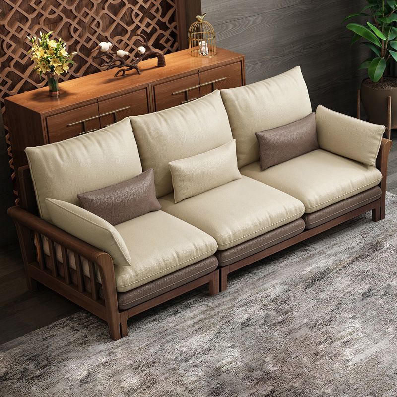 Flared Arm Sectional Sofa, Removable Cushions with Wooden Legs