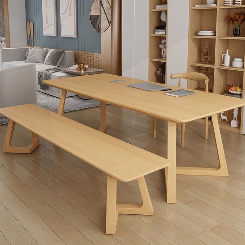 Solid Wood Top Dining Table Traditional Luxury Table with Pine Wood Sled Base