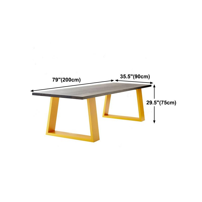 Metal Industrial Rectangle Indoor Table Pine Wood Top Table with Sled Base