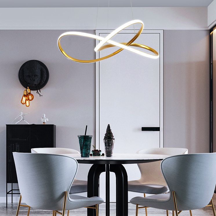 24.5" Wide Modern Chandelier Twisted LED Ceiling Lamp for Living Room Bedroom