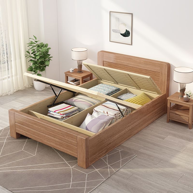 Scandinavian Walnut with Headboard Rectangular Panel Standard Bed