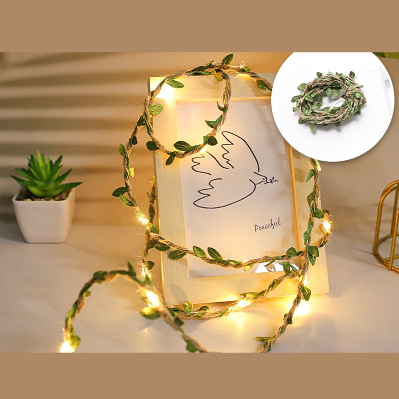 Green Vine String Lamp Nordic Plastic LED Indoor Lighting for Decoration