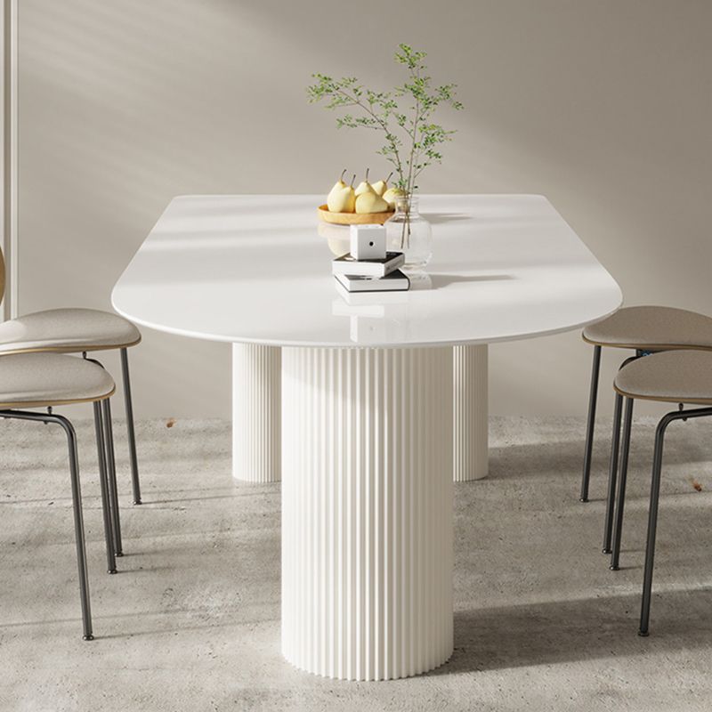 Freeform Solid Wood Dining Table Modern White Furniture with Tripod Base for Apartment