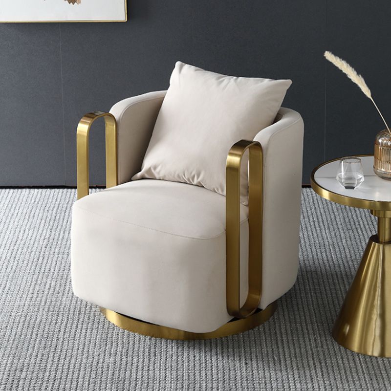Glam Arm Chair Solid Color Pillow Back Gold Base Arms Included Armchair