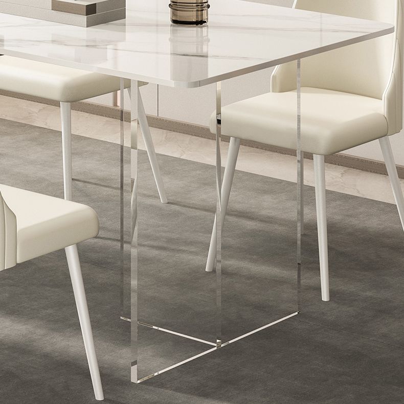Sintered Stone Dining Table Modern Acrylic Base Table for Kitchen