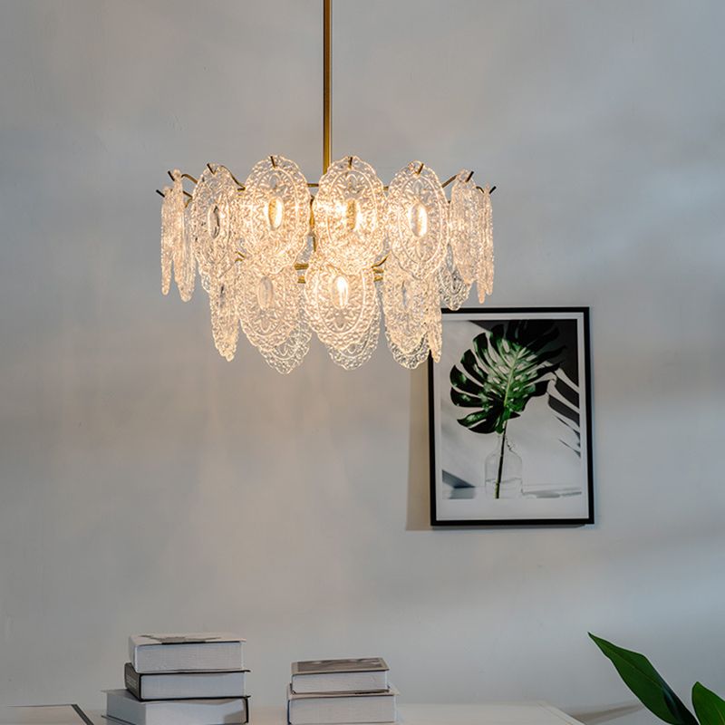 American Style Chandelier Light Fixture Metal Glass Chandelier in Gold