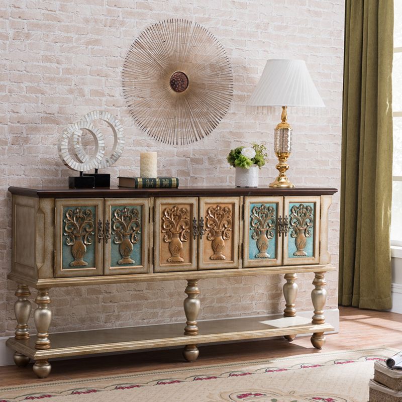 36.6" Tall Wood 3- Door Accent Cabinet, Industrial Cabinet, Distressed Wood