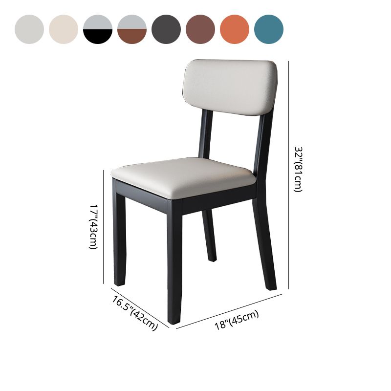 Silla auxiliar de comedor moderna, silla con respaldo abierto curvado de madera maciza y cuero con acabado mate