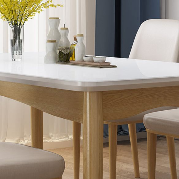 Modern Sintered Stone Table Set of 5/7 with Rectangle Table Dining Set with Leather Chairs