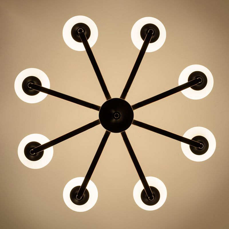 Black Bud Shade Ceiling Lighting Traditional Handblown Glass Living Room Chandelier Light Fixture