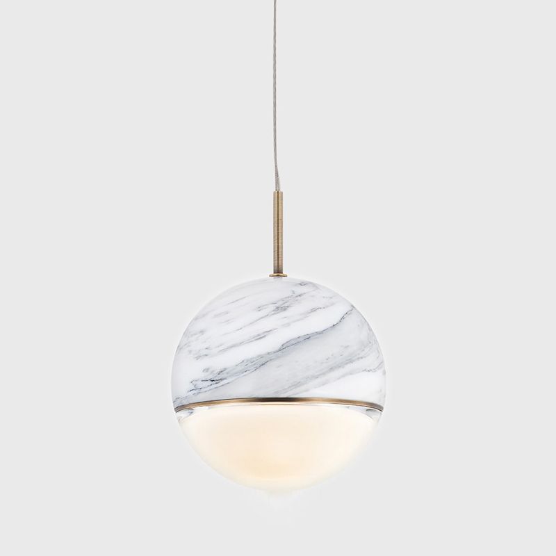 Marble Globe Hanging Light Fixture Postmodern Dining Room LED Pendant Light