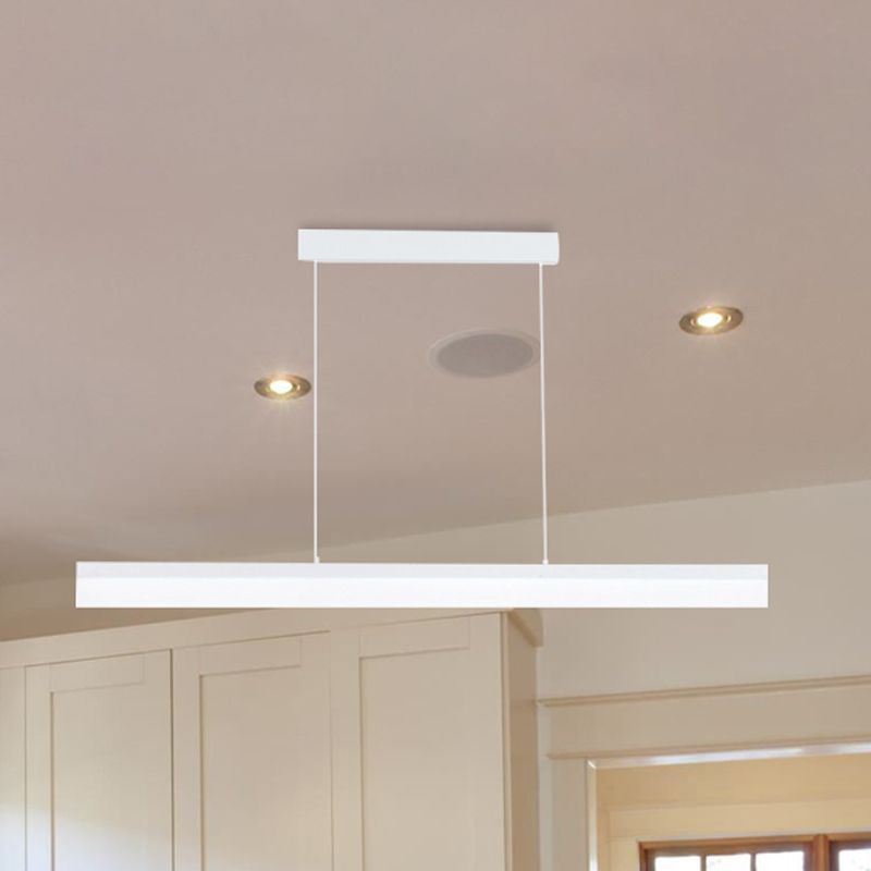 Black/White/Brown Linear Pendant Lighting Minimalist Metal LED Hanging Light in Warm/White/Natural, 31.5"/39"/47" Wide