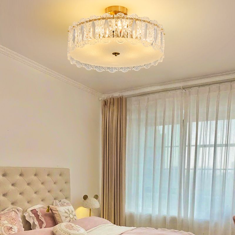 Modern Ceiling Lamp Household Simple Glass Flush Mount Light Fixture for Bedroom