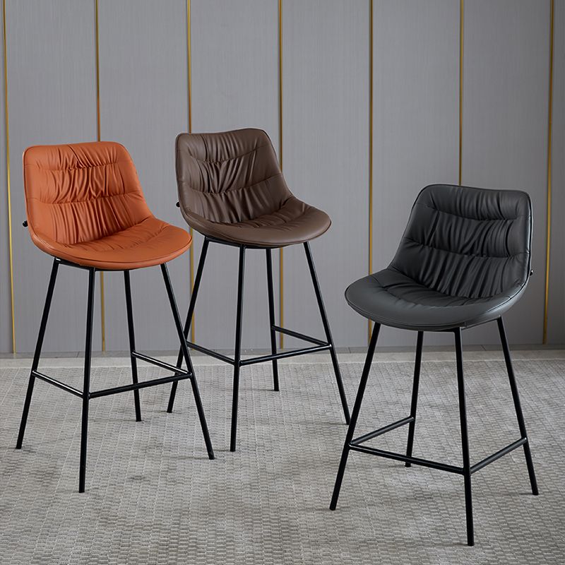 Modern Faux Leather Counter Stool Low Back Bar Stool with Footrest
