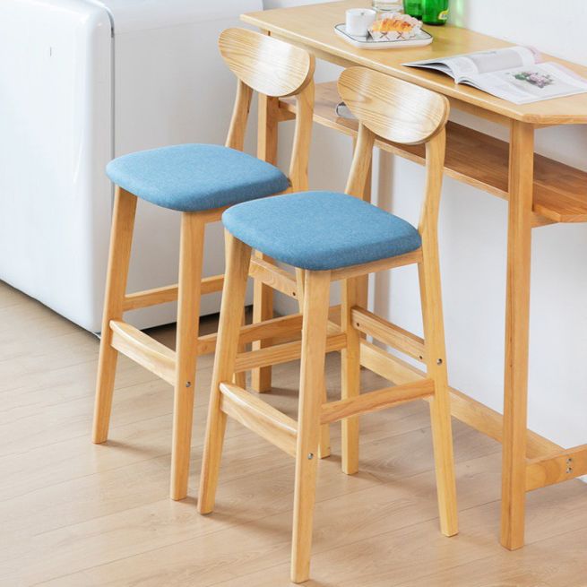 Scandinavian Matte Finish Upholstered Counter Height Stool Home Solid Wood Bar Stool