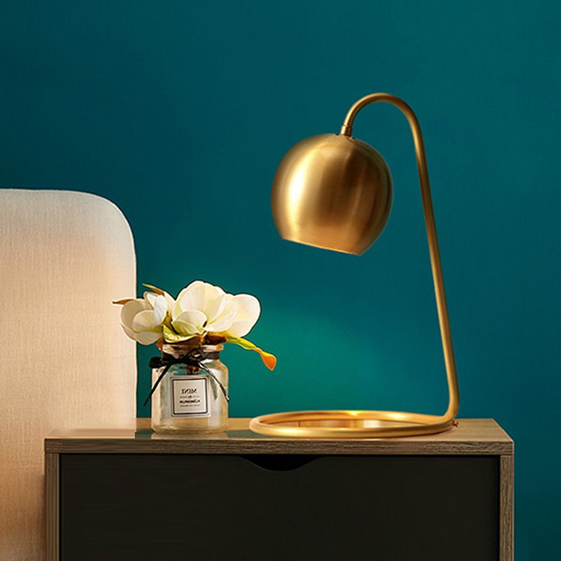 Minimalist Style Table Lamp Brass Spherical Night Table Lamp with Metal Shade