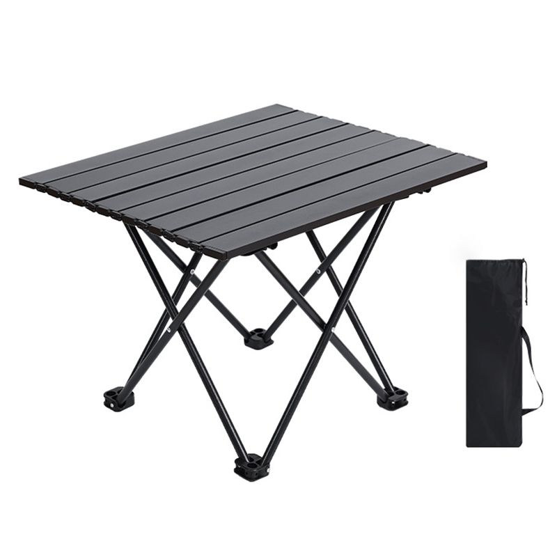 Industrial Patio Table Metal Black Rectangle Foldable Camping Table
