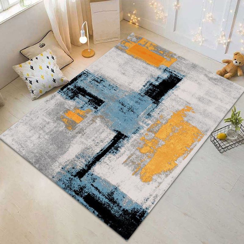 Gray Minimalist Rug Polyester Graphic Rug Washable Rug for Living Room