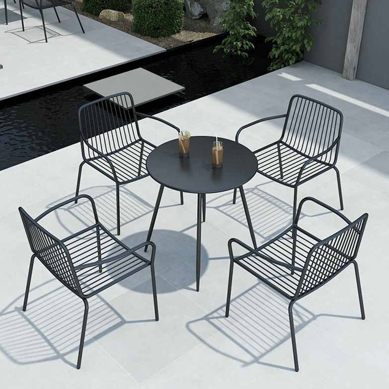 Modern Metallic Finish Bistro Table Set 1/2/3 Pcs Metal Bistro Set