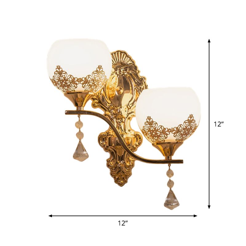 Crystal Bowl Sconce Light Aymat Post Modern 2 Bulbes Wall Éclairage mural en or