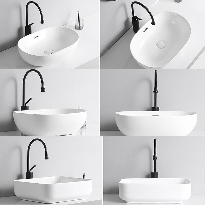 Modern Vessel Lavatory Sink Porcelain Rectangular Vessel Sink(Not Including Faucet)