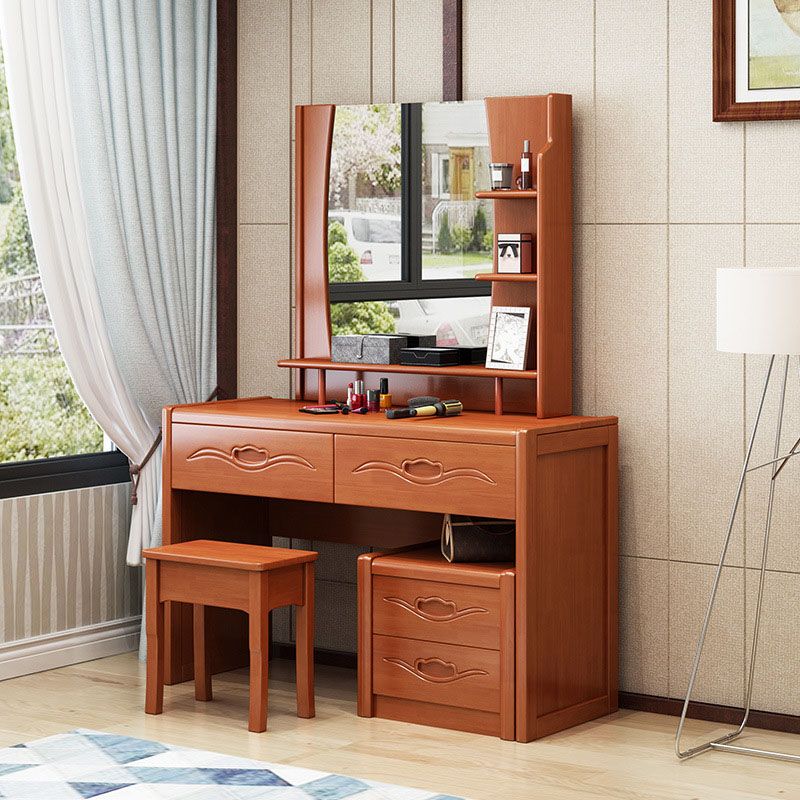 Traditional Bedroom Solid Wood 4 Drawer Standing Make-up Vanity