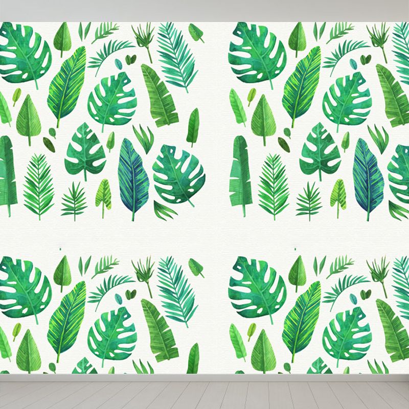 Stain-Proof Leaves Print Mural Tropical Non-Woven Wall Art, Custom Size Available