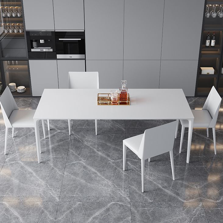 Table à manger standard de forme de rectangle simple blanc avec une base de 4 jambes avec une base de 4 jambes