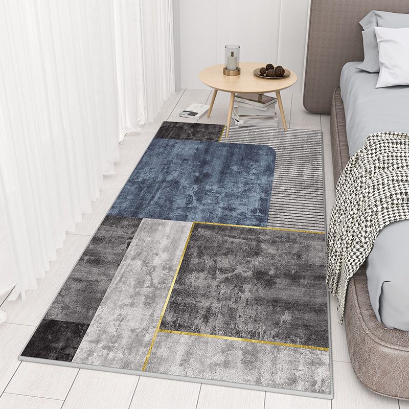 Grey Contemporary Rug Polyester Graphic Rug Non-Slip Backing Rug for Home Decor
