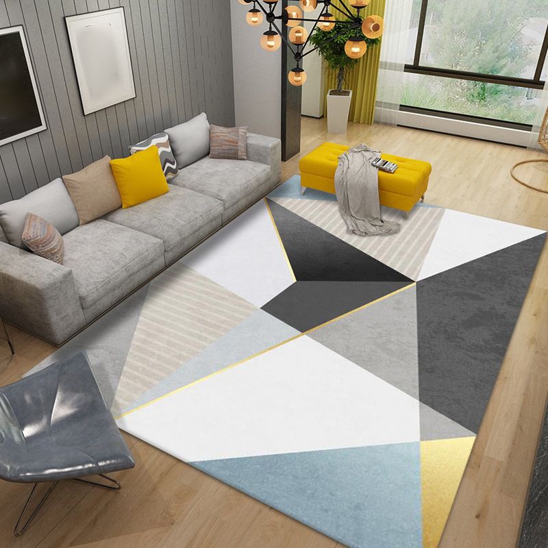 Geometric Indoor Rug Modern Patchwork Area Rug Polyester Carpet for Living Room
