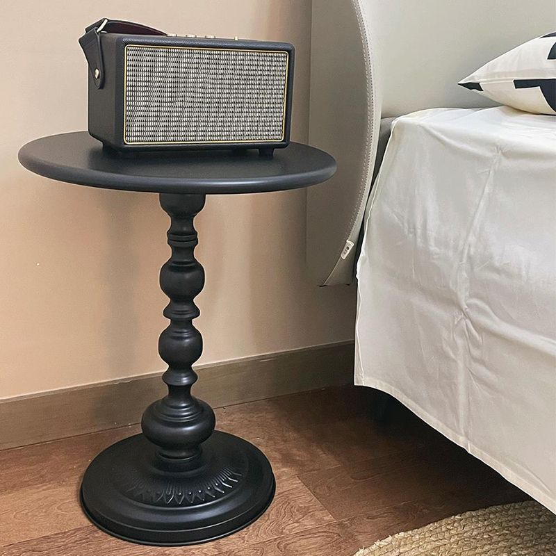 Mid-Century End Table Iron Pedestal Round Living Room Side Table