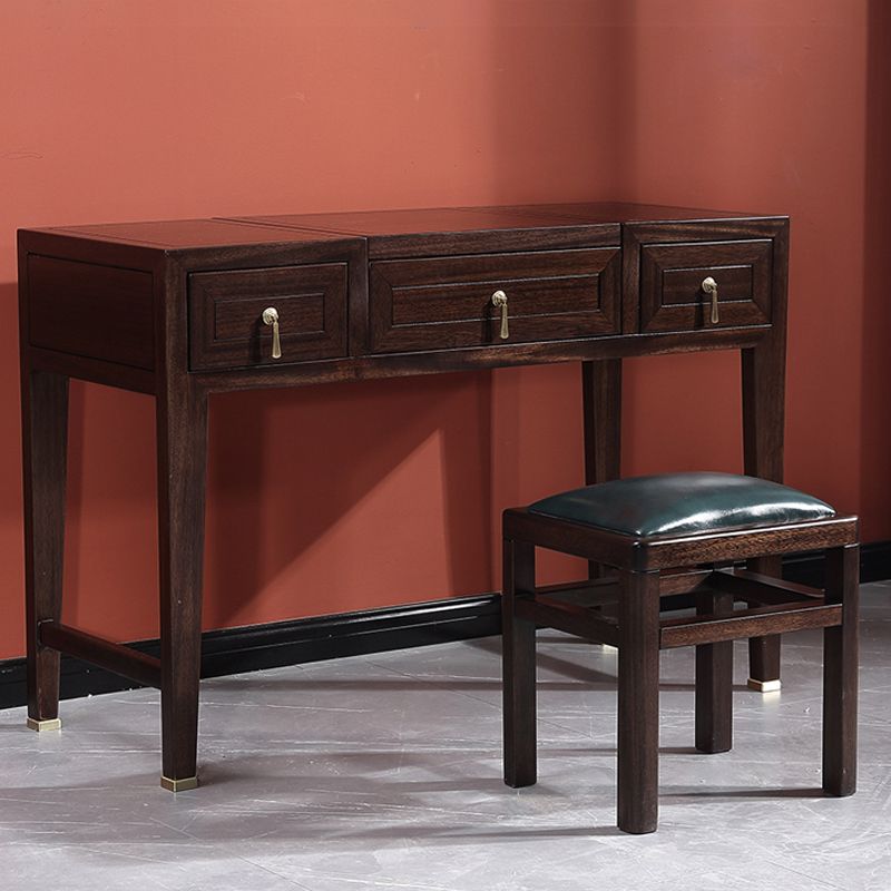 Solid Wood Vanity Dressing Table Traditional Flip-Top Makeup Vanity Table