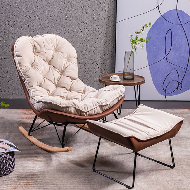 Modern Rocking Chair Wooden Rocking Accent Chair with Tufted