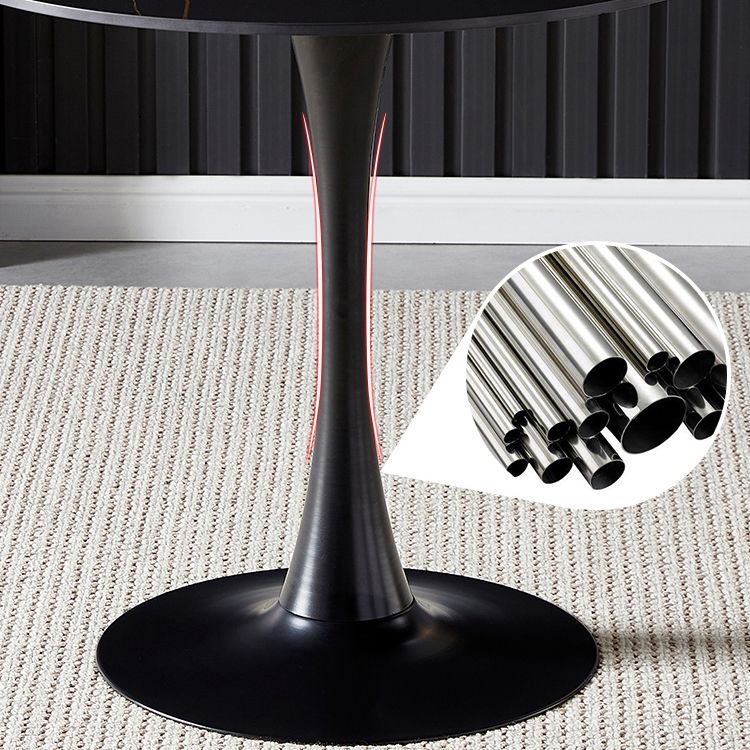 Round Dining Table Stone Top Dining Table in Black and White