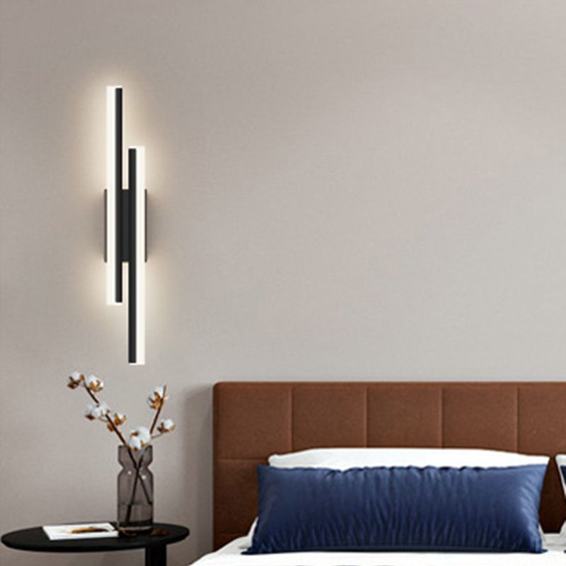 2-Lights Linear Wall Sconce Nordic Minimalist Style Aluminum Sconce Wall Light