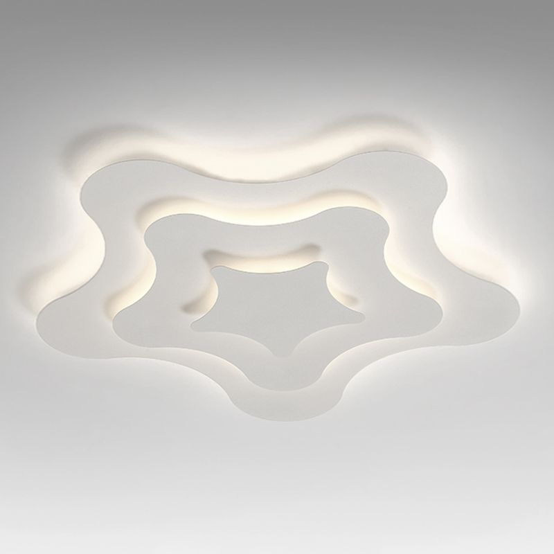 Plafonnier LED géométrique blanc en fer laqué de style moderne avec abat-jour en acrylique
