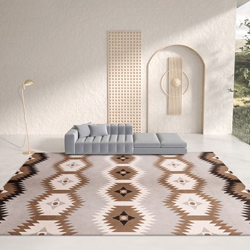 Multicolor Area Rug Retro Tribal Symbols Carpet Polyester Home Decor Rug with Anti-Slip Backing