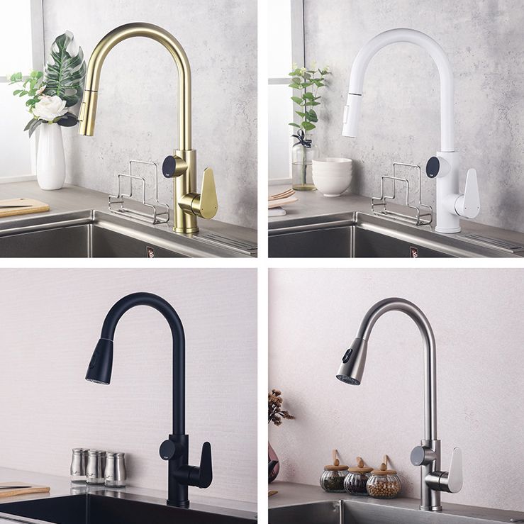 Modern Style Kitchen Faucet Stainless Steel 1-Handle High Arc Retractable Kitchen Faucet