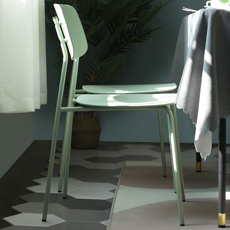 Industrial Dining Armless Chairs Plastic Open Back Side Chair with Metal Legs