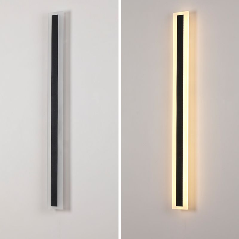 Metal Linear Shape Wall Light Modern Style 1-Light Wall Mount Light Fixture in Black