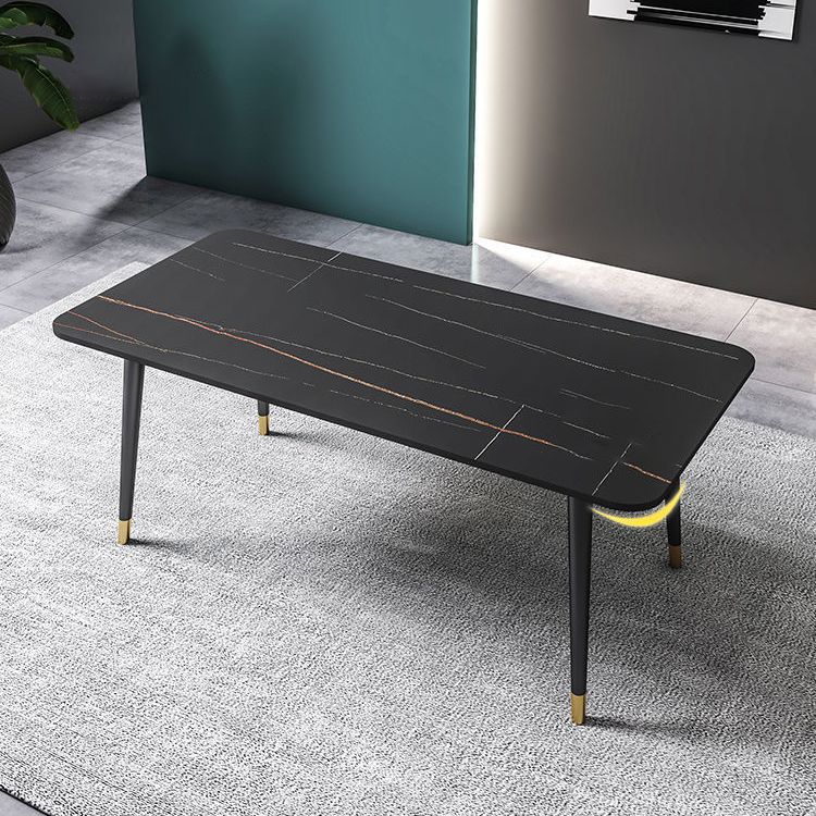 Glam Stone Rectangle Dining Table Matte Finish Home Table with 4 Legs
