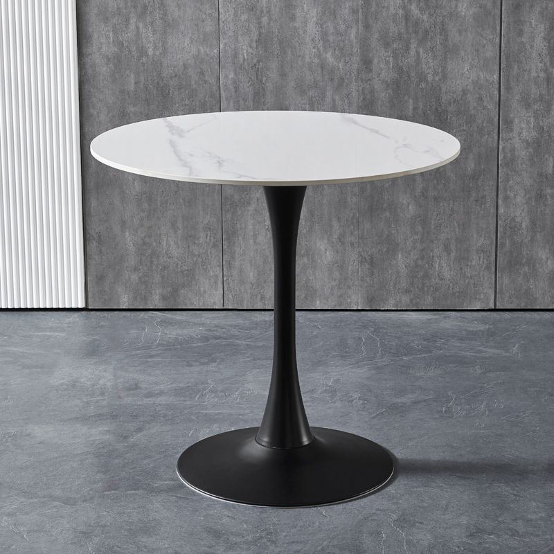 Contemporary Stone Round Top Restaurant Table Metal Base Dining Table