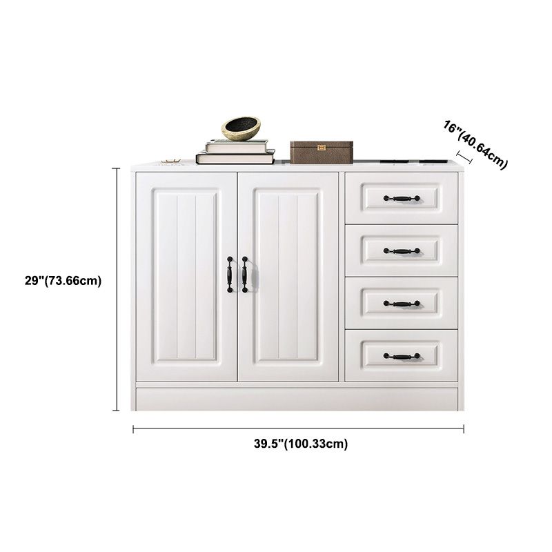 White Storage Chest Modern Style Wooden Storage Chest Dresser with Drawers and Doors