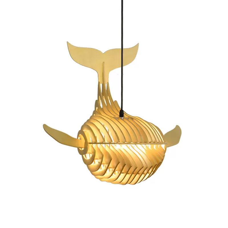 Whale Kids Bedside Down Lighting Anhänger Holz 1 Kopf moderne Hanglampe in Beige, 21,5 "/31,5"/39 "breit