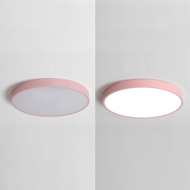 Round Led Flush Mount Ceiling Light Modern Minimalist Macaron Style Living Room Bedroom Study Energy-économiser Lighting