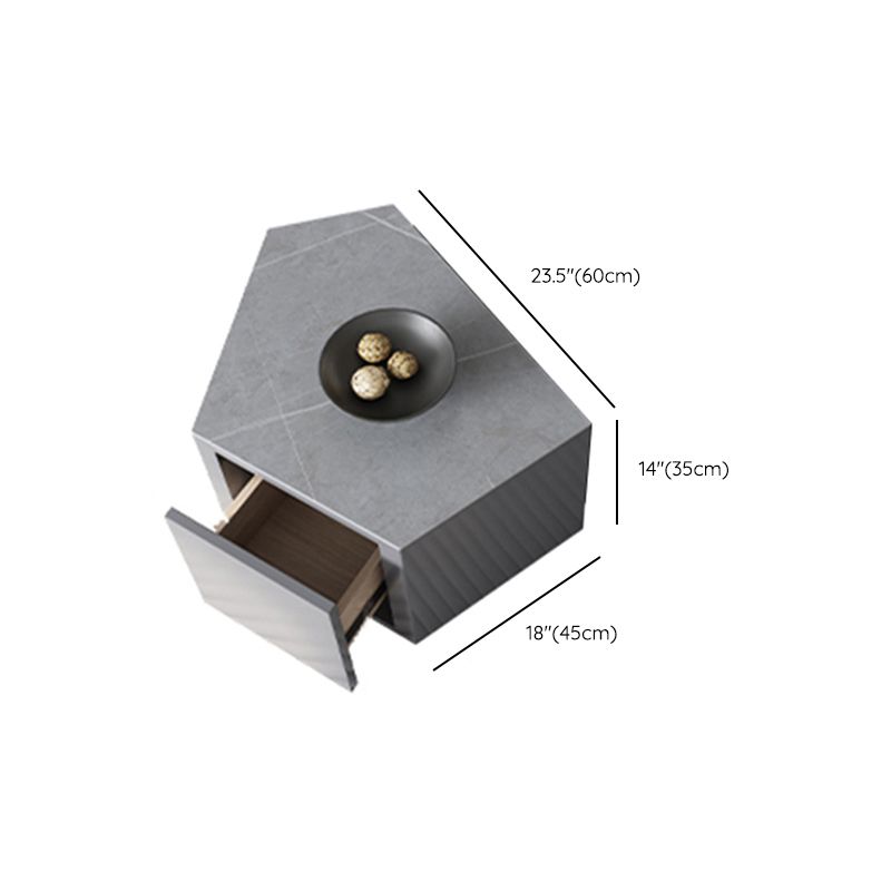 13"H Contemporary Coffee Table Grey Coffee Cocktail Table with Drawer